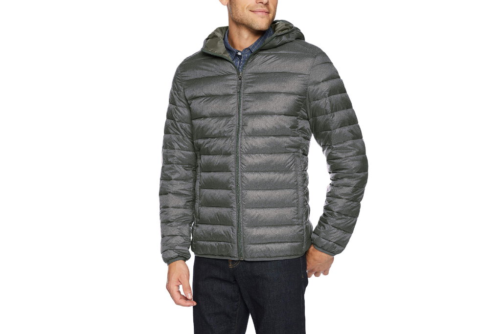 chaqueta plegable y resistente al agua amazon essentials gris